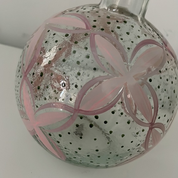 VINTAGE CLEAR GLASS HANDPAINTED DECANTER - Picture 2 of 11